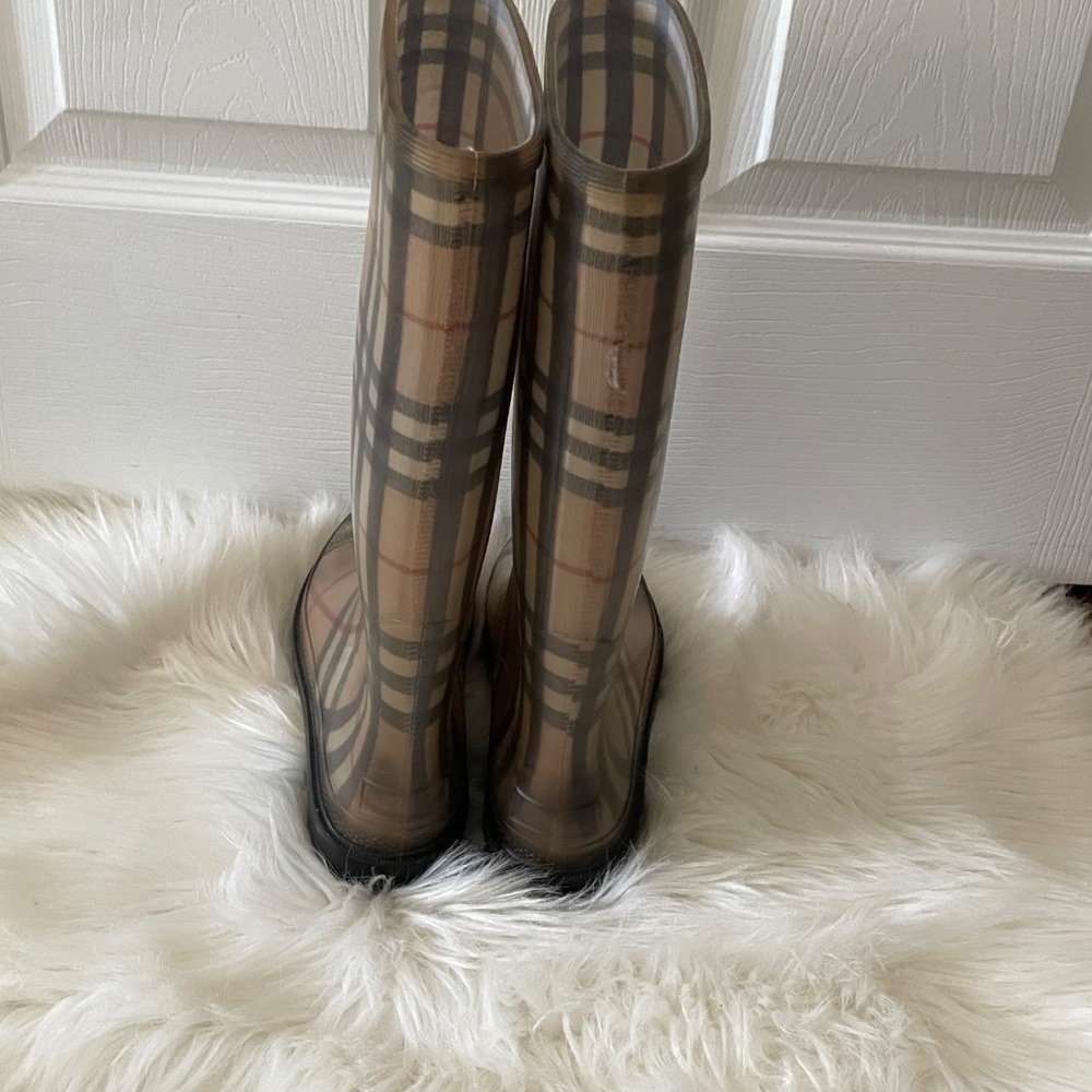 BURBERRY Haymarket Check Plaid Rain Boots Size 6.5 - Picture 5 of 8